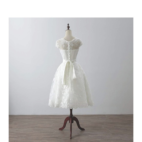 VISION Vintage Style White Fit and Flare Dress - Picture 4 of 7